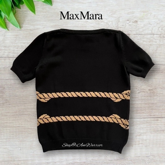 MaxMara cotton knotted rope motif boatneck short sleeve sweater *shop@iamwarrior - Picture 5 of 11